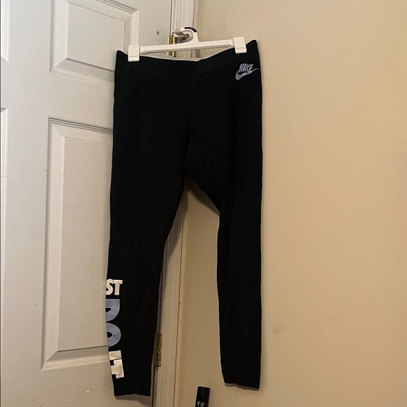 Nike Pants - Nike Black Leggings with White and Blue Logo - Size L